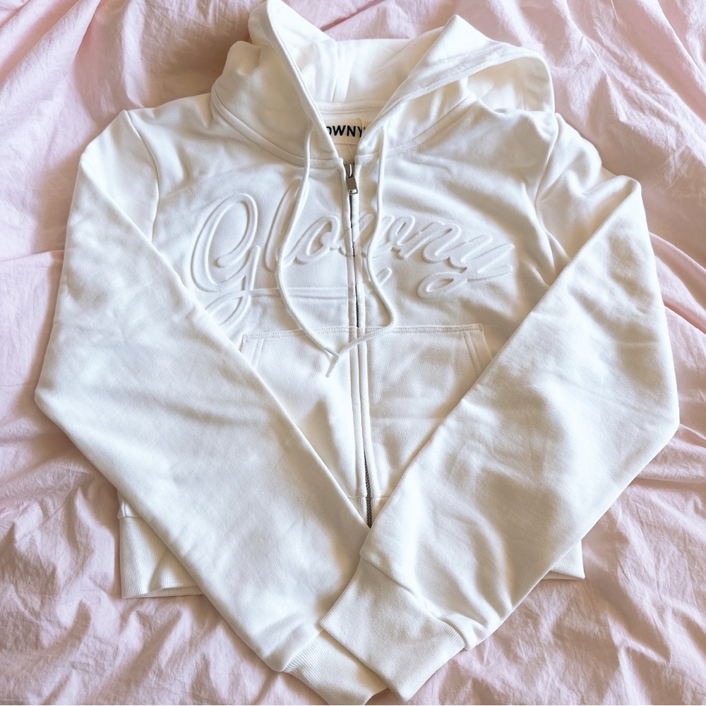 Women's White Zip-Up Hoodie